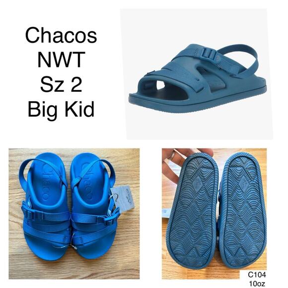 NEW Chacos Chillos Sport Big Kid Blue Sandals, Sz 2, Unisex (C104) - Picture 2 of 10